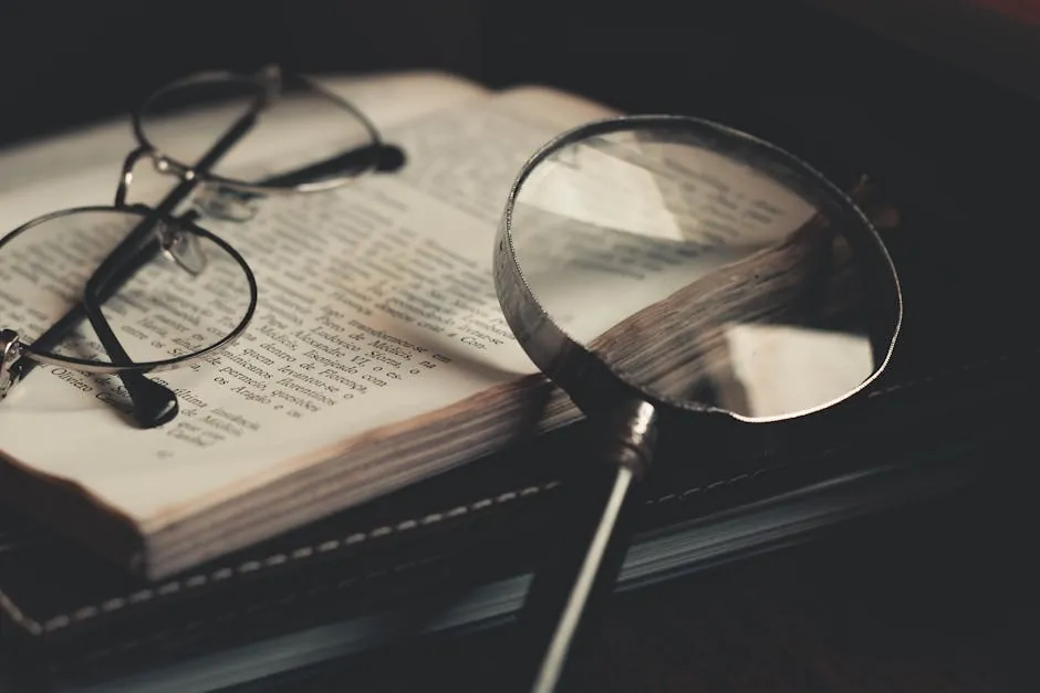 Conceptual illustration of an open book where each page shows the same text rendered differently, with a magnifying glass revealing only one interpretation